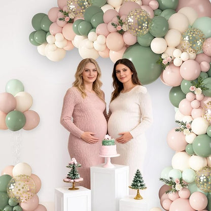 152Pcs Pink and Sage Green Balloons Arch Kit Different Size | Baby in Bloom - Image 4