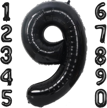 40 Inch Black Number 9 Balloons Helium Giant Black 9 Balloons by LHOAVWE
