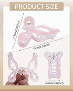 Mesovor 4 Pack Elegant Bow Hair Claw Clips, Nonslip 4.3" Large Hair Grip Hairclips for Thin and Thick | Acrylic Hair Strong Hold Hair Jaw Clamps (Mermaid Stripes)
