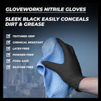 GLOVEWORKS Black Disposable Nitrile Industrial Gloves 5 Mil, Latex/Powder-Free, Food-Safe, Textured