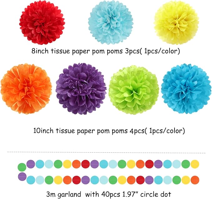 Rainbow Red-Orange Green-Blue Purple Party-Decorations - Image 3