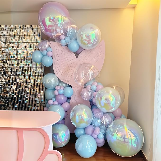 Iridescent Round Foil Balloons 32 Inch 5 Pcs Holographic 4D Ball Balloons Clear - Image 5