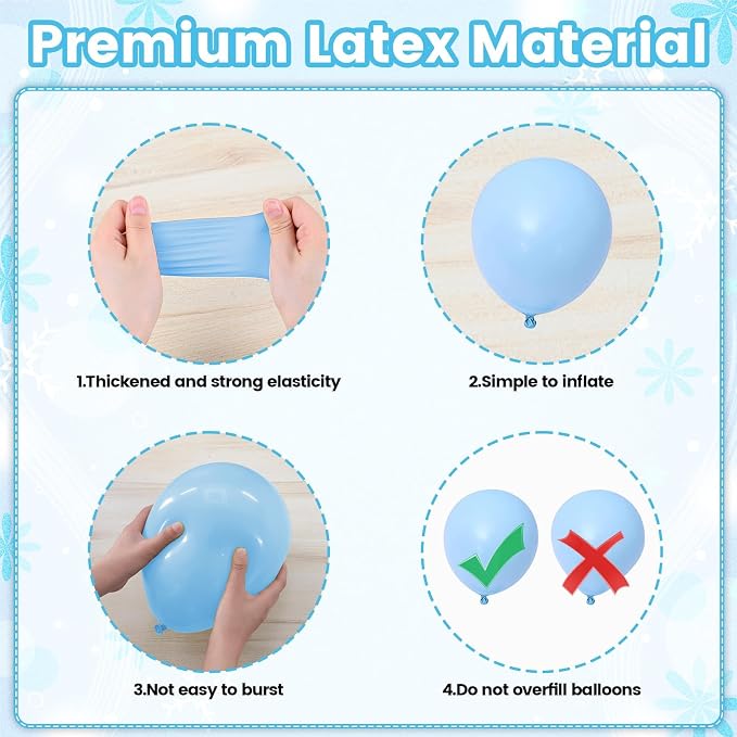 Snowflake Balloons, 12 Inch Metallic Blue Silver White Snowflake Print Confetti - Image 3
