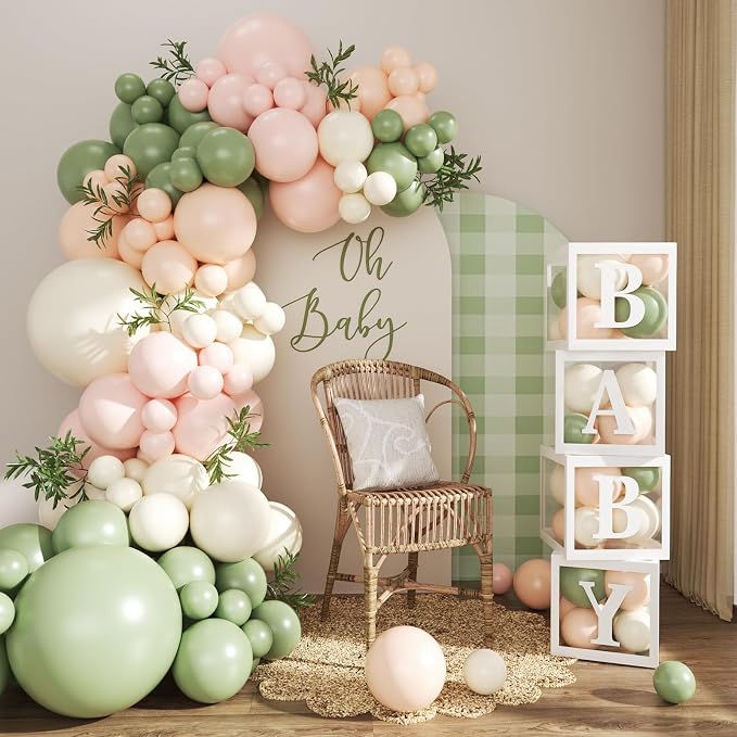 CROSSFINGERS Pink and Sage Green Wildflower Baby Shower Decorations | 132Pcs by CROSSFINGERS