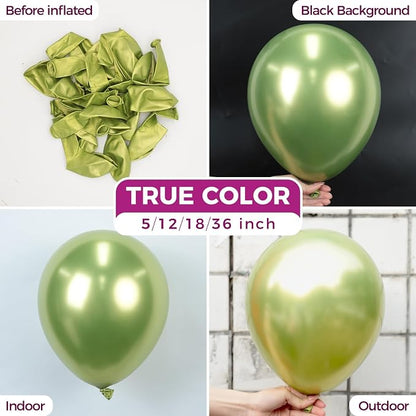 Bezente Metallic Green Balloons Latex Party Balloons 100 Pack 12 inch | - Image 2