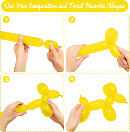 100Pcs Yellow 260 Balloons, Long Balloon - Image 4