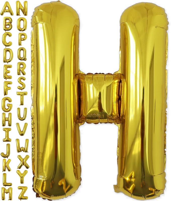 VHUWE 40 inch Gold Letter H Balloon, Big Size Alphabet Foil Mylar Helium by VHUWE
