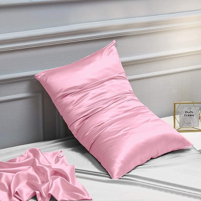 NTBAY 12 Pack Satin King Pillowcases for Hair and Skin, Luxurious and Silky Pillow Cases with Envelope Closure, 20 x 36 Inches, Pink