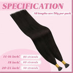 YoungSee I Tip Hair Extensions Human Hair Dark Brown 16 Inch Itips Hair Extensions Brown 80s 50g Invisible Tip Hair Extension Real Human Hair for Women Keratin Tip Extension