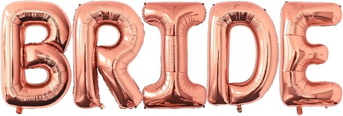 40 Inch Rose Gold BRIDE Letter Foil Balloons, Giant Mylar Helium Balloons by VHUWE
