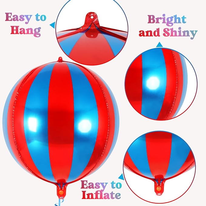 Metallic Red and Blue Foil Balloons, - Image 5