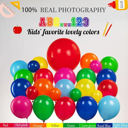 back to school balloons hot pink and red yellow green balloon garland arch kit - Image 3