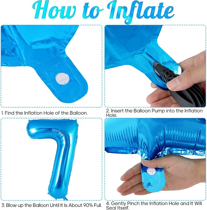 Blue Number 7 Balloon 40 Inch, Big Large Foil Helium Number Balloons, Jumbo - Image 7