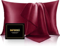 INFIIXSO Silk Pillow Cases 2 Pack Standard Size, Ultra Smooth & Soft Mulberry Silk Pillow Case for Hair and Skin, Breathable Cooling Silk Pillowcase with Hidden Zipper (Burgundy, 20x26 Inches)
