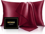 INFIIXSO Mulberry Silk Pillowcase for Hair and Skin, Silk Pillow Cases Queen Size Set of 2 with Hidden Zipper 20x30 Inches, Smooth and Soft Cooling Pillow Cases for Hot Sleepers(Burgundy, 2 Pack)