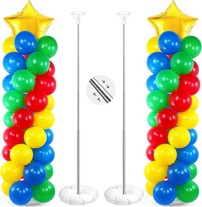 Seematn 2 Sets Balloon Stand Kit Hero Themed Party Decor 142 Pcs Adjustable by Seematn