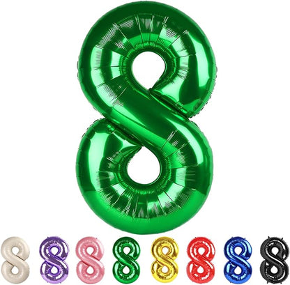8 Balloon Numbers Party Decorations, 40In Dark Green Balloons by Mluchee