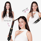 6 in 1 Air Styler Magic Hair Dryer Brush, Negative Ionic Blow Dryer Brush & 3 Heat Settings, Detachable Auto Curling & Straightening Volumizing, Frizz-Free Styling, Salon to Home Use (A-Black)