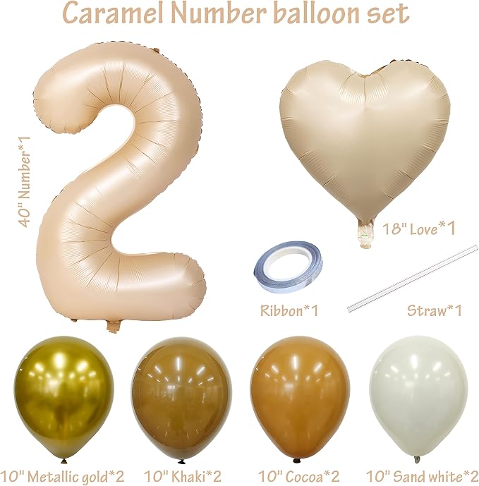 40 In Caramel Number Balloons Helium Foil Mylar latex Balloon Digital 2 | - Image 2