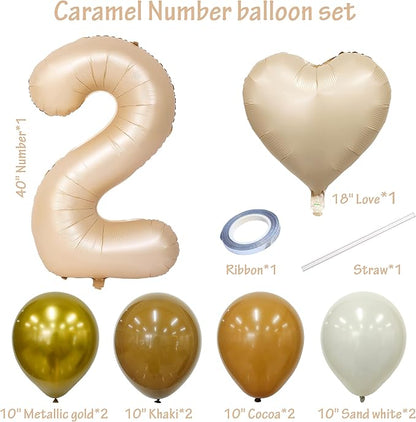 40 In Caramel Number Balloons Helium Foil Mylar latex Balloon Digital 2 | - Image 2