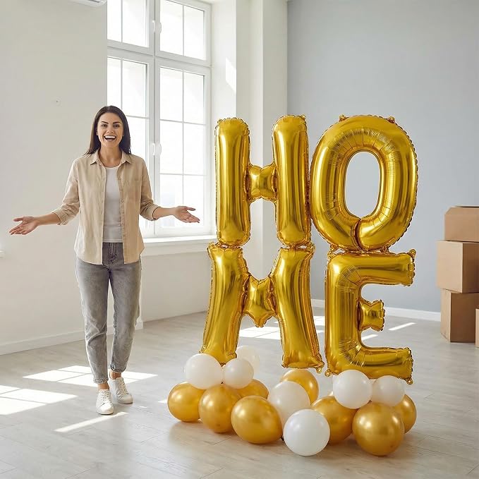 Gold Letter N Balloons, 40 Inch Large Foil Letter Balloons, Custom Phrase - Image 4