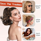 KooKaStyle Ponytail Extension, 10" Short Claw Clip in Pony Tails Hair Extensions Curly Wavy Synthetic Drawstring Hairpieces for Women(Dark Brown with Auburn Highlight)