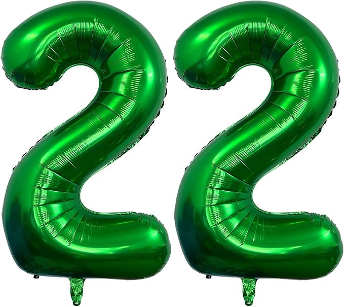 Dark Green 22 Number Balloons, 40 Inch Giant Number 22 Balloons Foil Mylar by Lovoir
