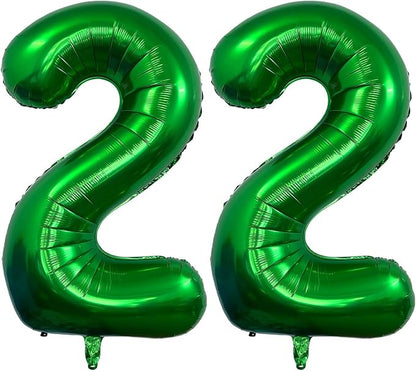 Dark Green 22 Number Balloons, 40 Inch Giant Number 22 Balloons Foil Mylar by Lovoir