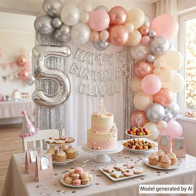 Silver Number 5 Balloon 40 Inch, Sleek Metallic Foil - Image 7