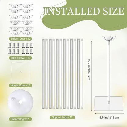 Aneco 12 Pieces Clear Acrylic Balloon Stand Set 15.7 Inches Height Balloon - Image 2