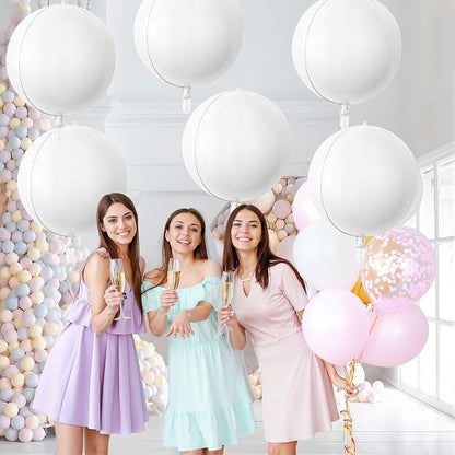 6Pcs Matte White Round Foil Balloons, Giant 4D Round Ball Balloons, 22 Inch - Image 4