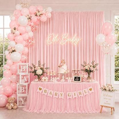 ESGOTBME 10x10ft Wrinkle Free Blush Pink Backdrop Curtain - Image 3