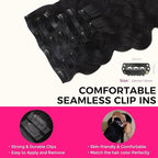 Lashey Seamless Clip in Hair Extensions Human Hair #1 Jet Black Body Wave 7pcs 110g 16 Inch Invisible PU Weft Clip in Hair Extensions for Women