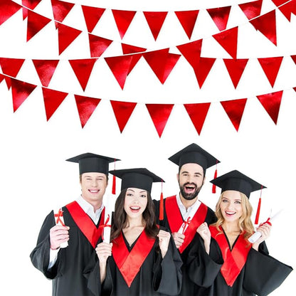 Red Party Decorations Triangle Pennant Banner Flag Dark Red Metallic Fabric - Image 4