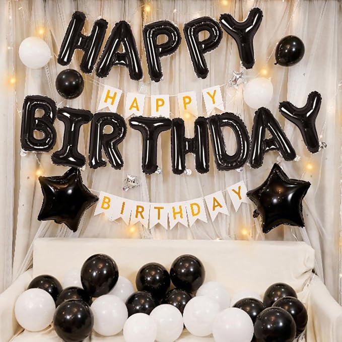 CANREVEL Happy Birthday Banner Decorations + Sign Balloons, - Image 4
