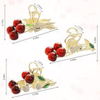 3 Pack Metal Cherry Hair Claw Clips with Rhinestones, Cute Rabbit & Squirrel Gold Clamps, 4.3 Inch Large Non-Slip Jaw Clips for Thick Hair, Summer Coquette Aesthetic (Red & Gold)