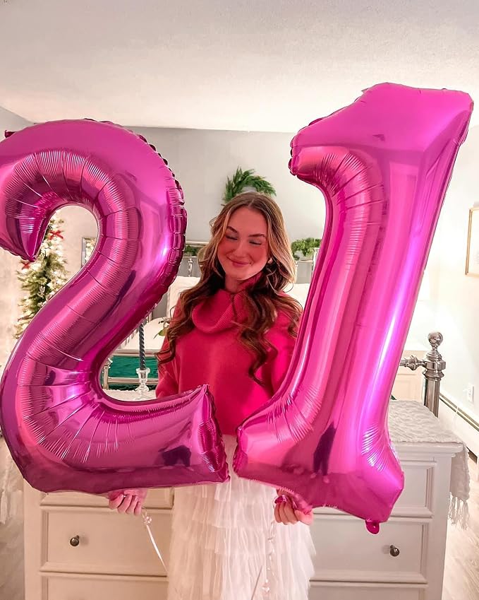 Hot Pink Number 7 Balloon 40 Inch, 7th Birthday Decorations Men Women | Foil - Image 3