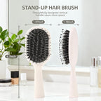 Boar Bristles Hair Brush for Women and Men, Detangling Hair Brush for Smoothing Massage Add Shine, Nylon&Boar Bristles Detangler brush for Hair Healthy (Medium-White)