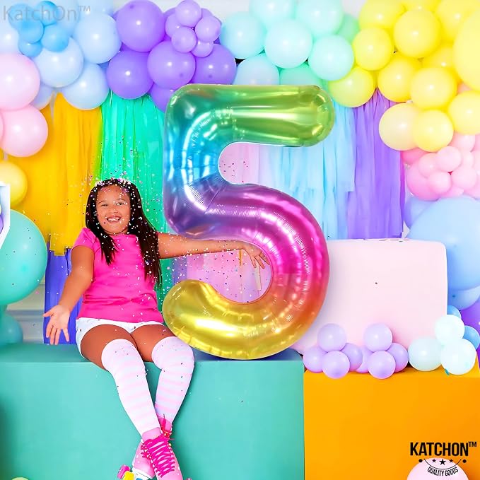KatchOn Giant Rainbow 5 Balloon Number - Image 4