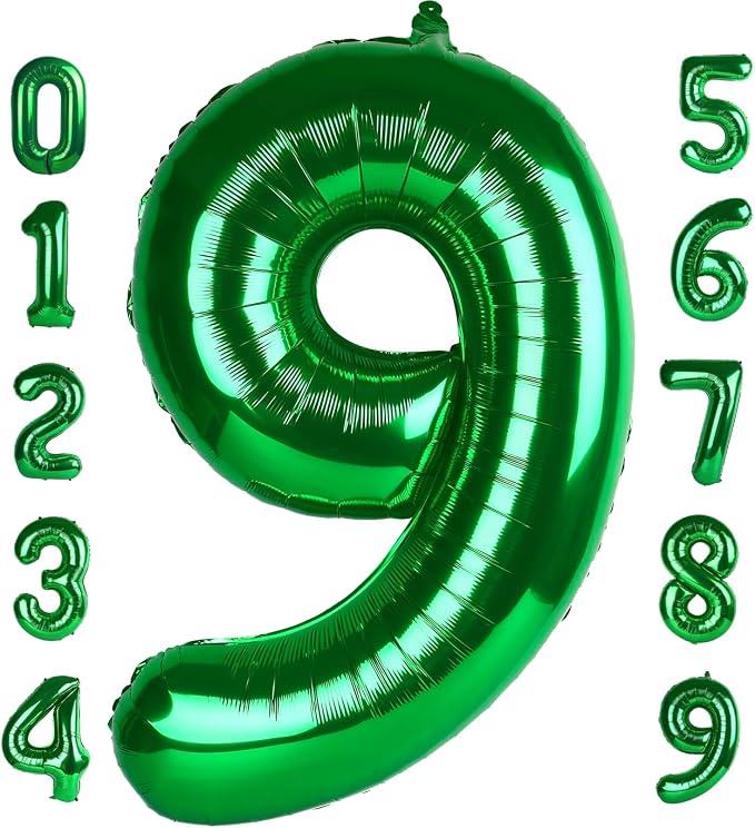 Number 9 Balloons 40 Inch for 9 19 Birthday Party Decorations, Dark Green | by Mluchee