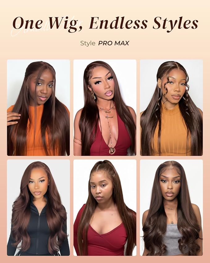 Arabella 13x6 Chocolate Brown Lace Front Wig 210% Brown Glueless Wig Human Hair Real HD Lace Front Wig True Pre Plucked Pre Bleached Pre Cut Glueless Wig (20inch,13x6 Chocolate Brown Straight wig)