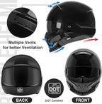 Full Face Motorcycle Helmet for Unisex-Adult Dirt Bike ATV Scooter Cruiser 3/4 Face Motocross Helmet Interchangeable Mouth Cover DOT Approved