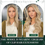 RUNATURE Clip in Hair Extensions, Human Hair Clip in Extensions, Blonde Hair Extensions Clip ins, Full ends, 16 Inch 50g 3pcs #18P60 Ash Blonde Highlight Platinum Blonde