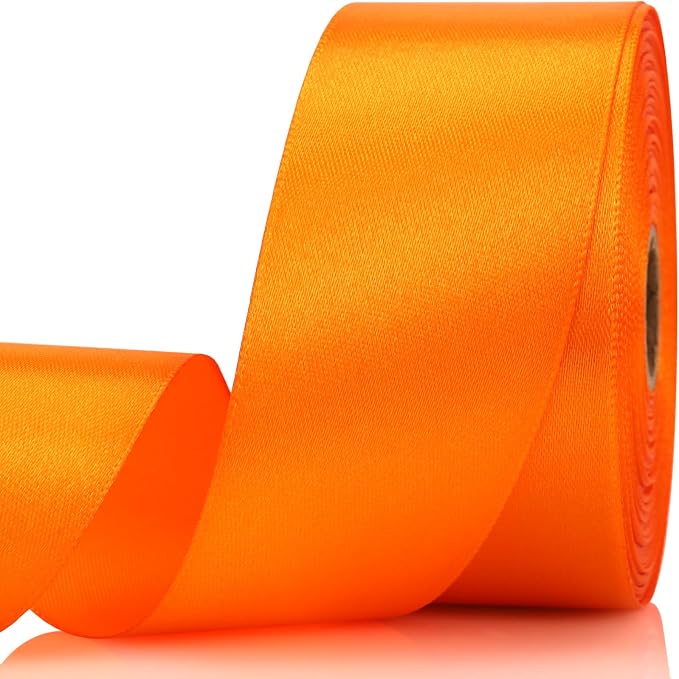 1-1/2 Inch 30 Yards Orange Solid Satin Ribbon by Unknown