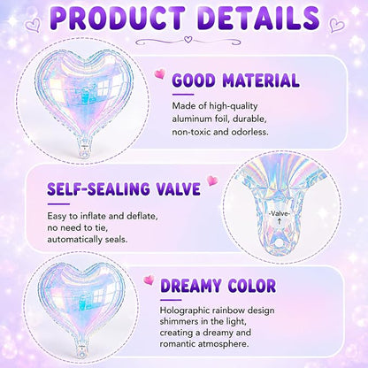 Iridescent Heart Balloons, Baby Shower, Valentine and Party Decorations - Image 4