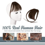 BARSDAR Real Human Hair Bangs Clip in - 100% Human Hair Clip in Bangs for Women - Dark Brown Wispy Bangs Extensions Fringe with Temples Real Hair Bangs Hairpieces - Darker Brown