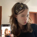 Star Hair Clips 2000s Y2K Black Gold Silver Star Hair Accessories Snap Hair Barrettes Non Slip Metal Hair Clips for Girls Women -30 PCS 1.18"