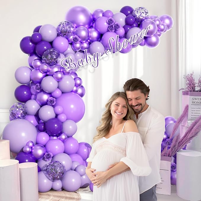 136pcs Purple Balloons Garland Arch Kit, 18 12 10 5 In Dark Light Metallic - Image 5