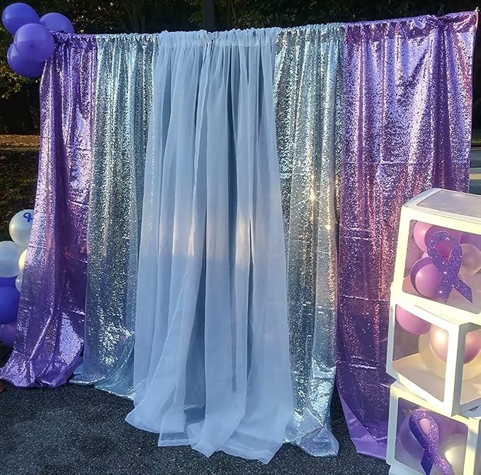 Poise3EHome Silver Sequin Backdrop Curtains, 2ft x 8ft Sequin Photography - Image 7