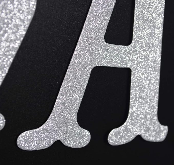 Congratulations Banner, Graduation Party Decor | Silver Glitter Congrats Sign - Image 3